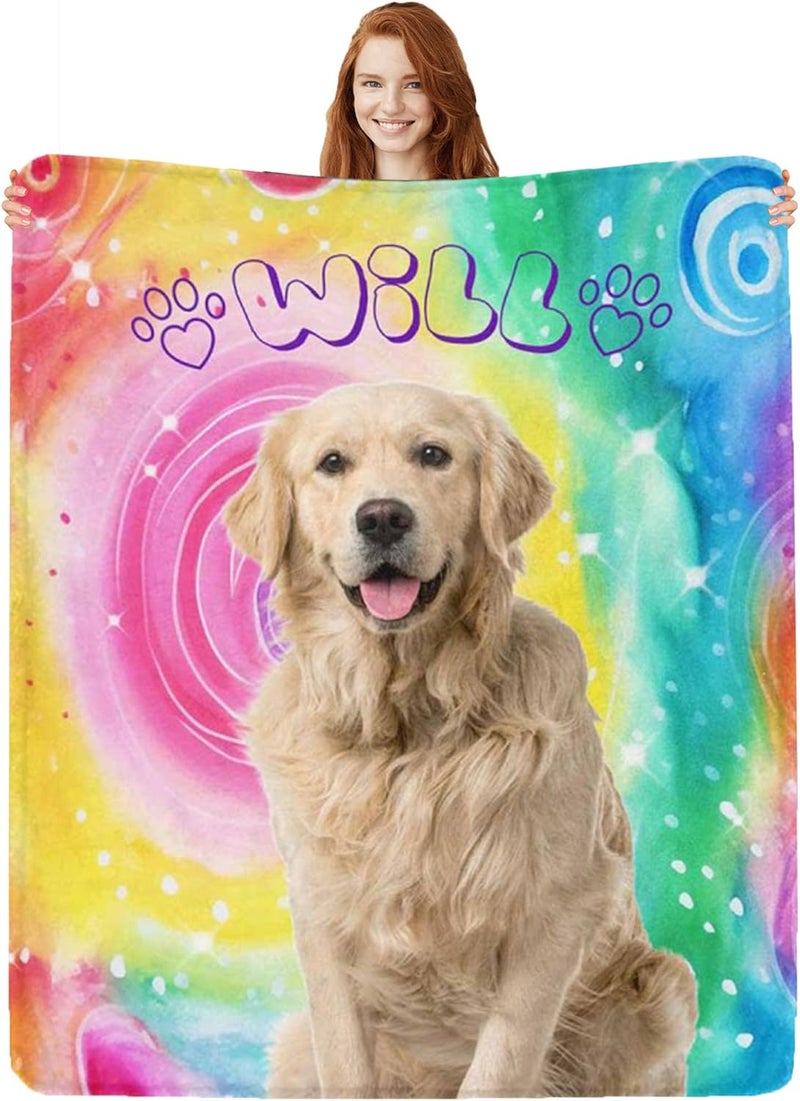 Artsadd Personalized Cat Dog Portrait Blanket - Personalized Dog Cat Memorial Throw Blanket with Pet Photo & Name - Custom Remembrance Gift for Family Friends - in Loving Memory Blanket for Dog Lovers - Image 1
